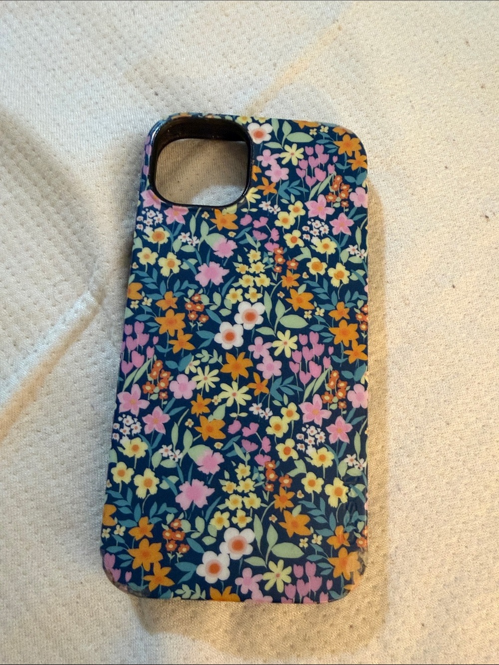 Navy Floral Protective Phone Case with Multicolor Flowers